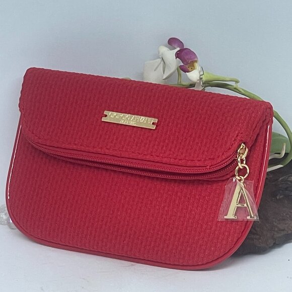 Giorgio Armani Parfums Cosmetic Makeup Travel Flat Pouch Bag - Red - Very Nice - Picture 1 of 8